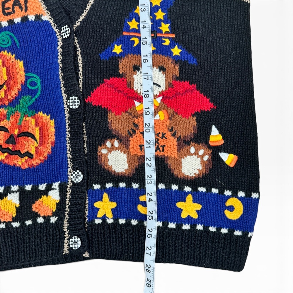 Marisa Christina Halloween Sweater Vest Womens M Black Trick or Treat Hand Knit - Picture 6 of 10